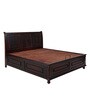 Alexander Sheesham Wood Queen Size Bed in Dark Walnut Finish with Hydraulic Storage