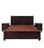 Alexander Sheesham Wood Queen Size Bed in Dark Walnut Finish with Hydraulic Storage