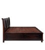 Alexander Sheesham Wood Queen Size Bed in Dark Walnut Finish with Hydraulic Storage