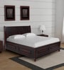 Alexander Sheesham Wood Queen Size Bed in Dark Walnut Finish with Hydraulic Storage