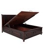 Alexander Sheesham Wood Queen Size Bed in Dark Walnut Finish with Hydraulic Storage