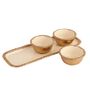 Alf Vine White & Gold Aluminium (Set of 4) Dessert Bowl with Tray
