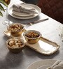 Alf Vine White & Gold Aluminium (Set of 4) Dessert Bowl with Tray