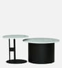Alfena Round Metal Nesting Coffee Table Set with White Porcelain Top (Set of 2)