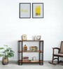 Alfesco Metal Book Shelf In Provincial Teak