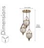 Alfie Metal & Glass 3-Light Ceiling Pendant (Brass)