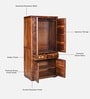 Alhambra Sheesham Wood Wardrobe In Scratch Resistant Provincial Teak Finish With Drawer