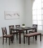 Alice 6 Seater Dining Set in Cherry Finish with Bench