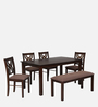 Alice 6 Seater Dining Set in Cherry Finish with Bench