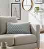 Alice Blue & Natural 100% Cotton Geometric 12X20 Inches Knitted Cushion Cover