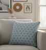Alice Blue & Natural 100% Cotton Geometric 16X16 Inches Knitted Cushion Cover