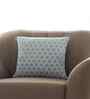 Alice Blue & Natural 100% Cotton Geometric 16X16 Inches Knitted Cushion Cover
