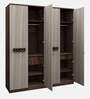 Alicia 4 Door Wardrobe In Walnut Colour With Drawer & Locker