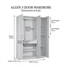 Allen Plus 3 Door Wardrobe In White Finish