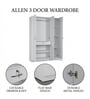 Allen Plus 3 Door Wardrobe In White Finish