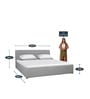 Allen Queen Size Upholstered Bed with Storage in Grey Colour