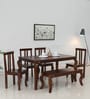 Allier Sheesham Wood 6 Seater Dining Set in Scratch Resistant Provincial Teak Finish With Bench