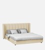 Allison Velvet King Size Bed in Beige Colour