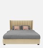 Allison Velvet King Size Bed in Beige Colour