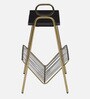 Allonso Metal End Table & Magazine Holder with Black Porcelain Top