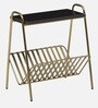 Allonso Metal End Table & Magazine Holder with Black Porcelain Top