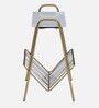Allonso Metal End Table & Magazine Holder with Porcelain Top