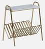 Allonso Metal End Table & Magazine Holder with Porcelain Top