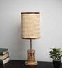 Aloha Wood Base Table Lamp with Bamboo Shade (Brown & Beige)