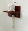 Engineered Wood Floating Wall Shelf with Key Holder in Brown colour