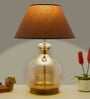 Hector White Cotton Fabric Shade Night Lamp With Metal & Glass Base