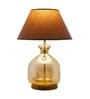 Hector White Cotton Fabric Shade Night Lamp With Metal & Glass Base