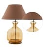Hector White Cotton Fabric Shade Night Lamp With Metal & Glass Base