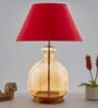 Marsden Beige Cotton Fabric Shade Night Lamp With Metal & Glass Base
