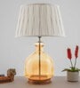 Mendeleev White Cotton Fabric Shade Night Lamp With Metal & Glass Base