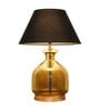 Petunia Black Cotton Shade Night Lamp With Glass & Wood Base