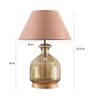 Daisy Beige Cotton Shade Night Lamp With Glass & Wood Base