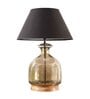Petunia Black Cotton Shade Night Lamp With Glass & Wood Base