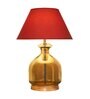 Kilda Maroon Cotton Shade Night Lamp With Glass & Wood Base