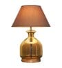 Daisy Beige Cotton Shade Night Lamp With Glass & Wood Base