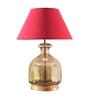 Kilda Maroon Cotton Shade Night Lamp With Glass & Wood Base