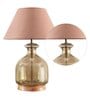 Daisy Beige Cotton Shade Night Lamp With Glass & Wood Base