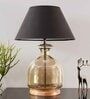 Petunia Black Cotton Shade Night Lamp With Glass & Wood Base