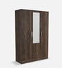 Alpha 3 Door Wardrobe With Mirror In Choco Walnut Finish