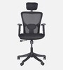 Alpha Breathable Mesh Ergonomic Chair in Black Colour with Headrest