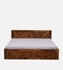 Gamma Sheesham Wood King Size Bed in Light Honey Finish With Box Storage