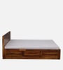Gamma Sheesham Wood King Size Bed in Light Honey Finish With Box Storage