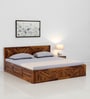 Gamma Sheesham Wood King Size Bed in Light Honey Finish With Box Storage