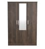 Alpha 3 Door Wardrobe With Mirror In Choco Walnut Finish