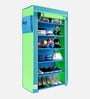 Alpine Fabric Open Shoe Rack in Blue & Green Finish