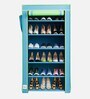 Alpine Fabric Open Shoe Rack in Blue & Green Finish